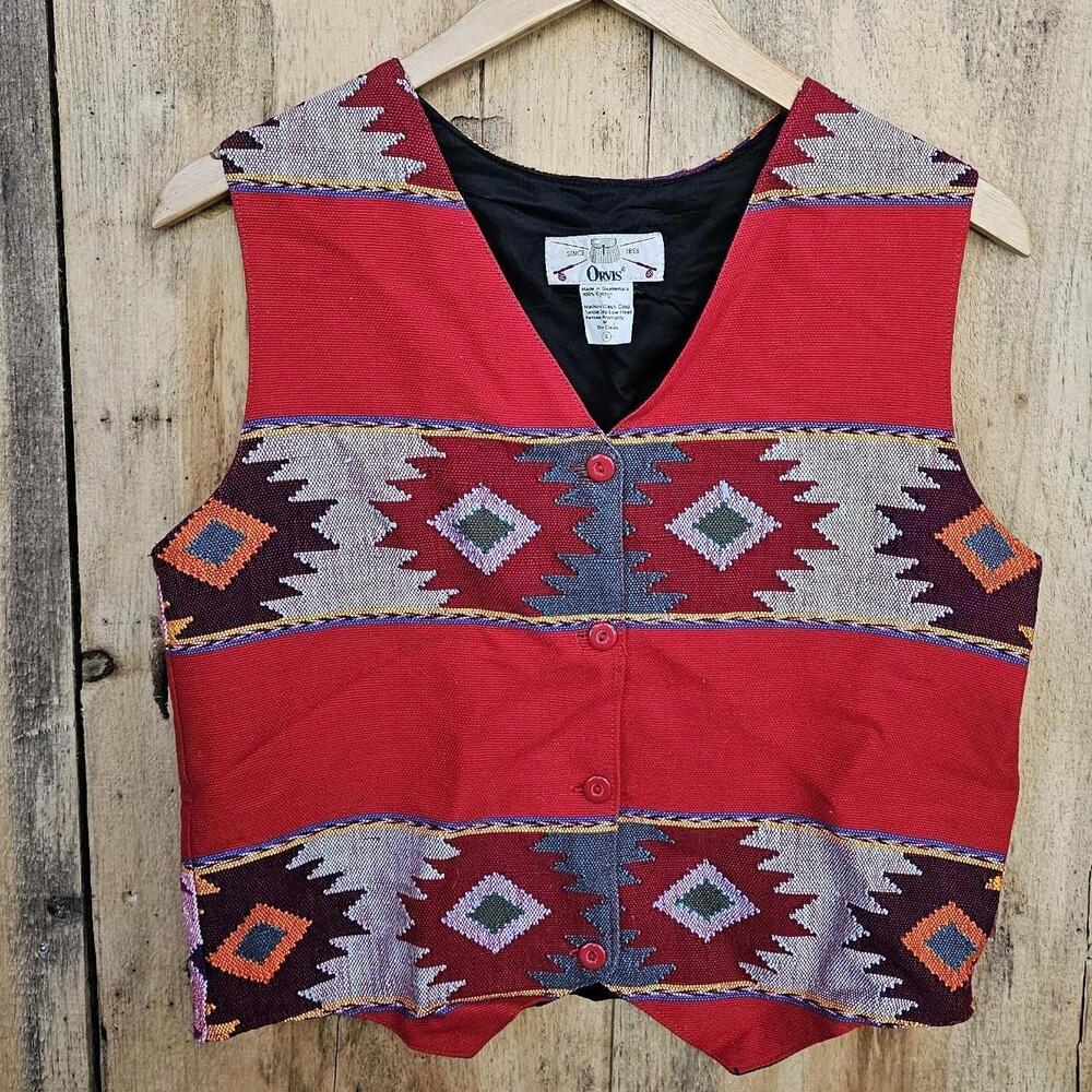 Vintage Orvis Southwestern Style Blanket Vest Red Small